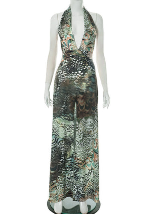 SS Abstract Printing Dress gray green