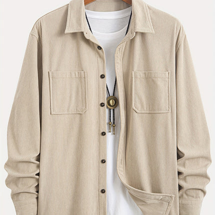 Corduroy Casual All-matching Shirt Coat Beige