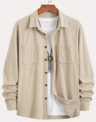 Corduroy Casual All-matching Shirt Coat Beige