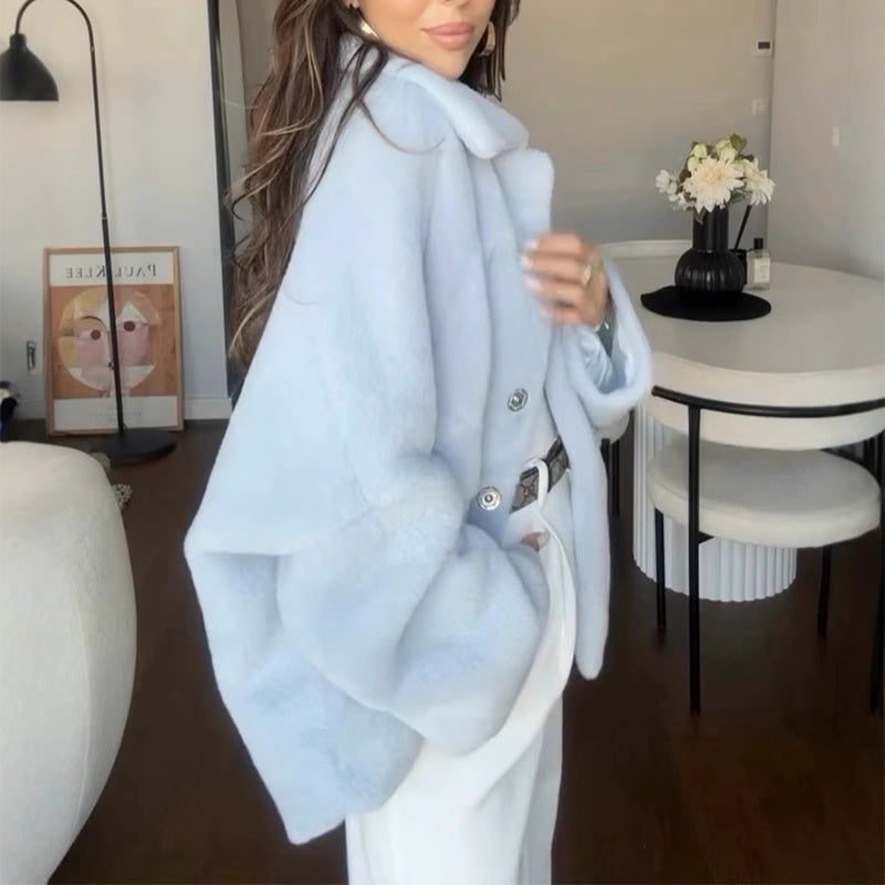 Women’s Single Breasted Furry Winter Coat