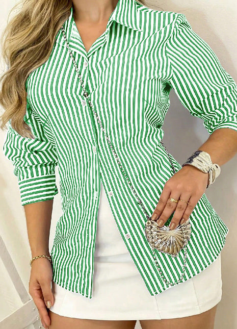 SS Striped Shirt Green