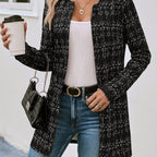 Casual Elegant Plaid Cardigan Black