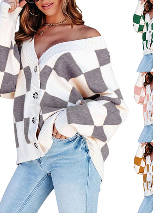 SS Checkered Cardigan