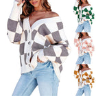 Women's Checkered Knitted Cardigan
