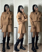 SS Sweater Skirt Sets Camel