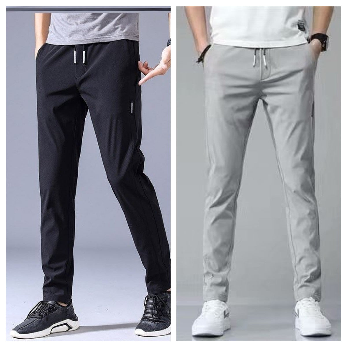 Loose Straight men's Sweatpants Black Light Grey