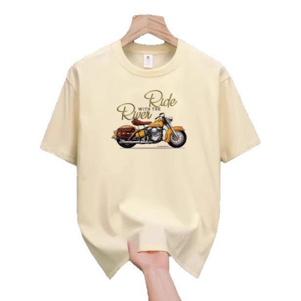 Men's Fashion Casual Motorcycle Pattern Printed T-shirt