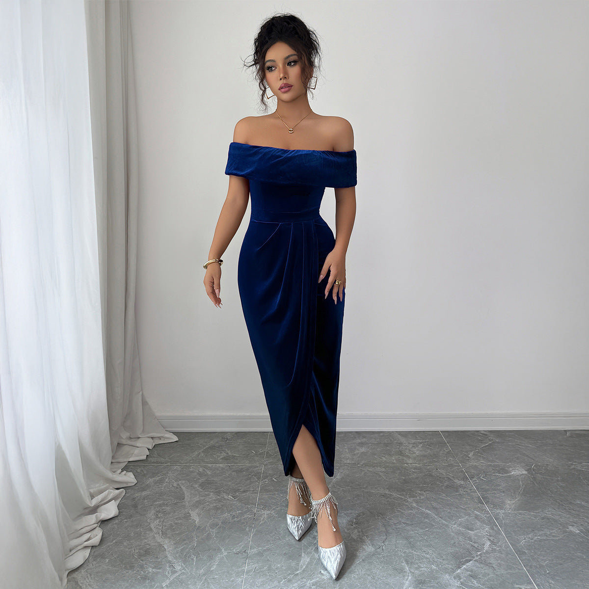 Elegant Tube Top Dress Blue