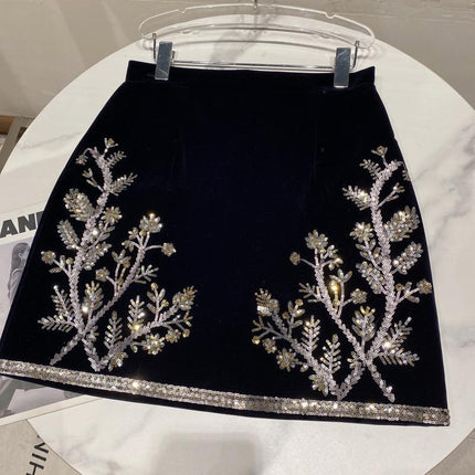 Women's Leaf Embroidered Velvet Suit