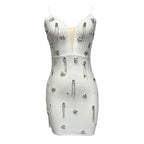 Female White Bandage One-piece Dress