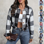 Plaid Lapel Cropped Jacket