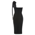 One-shoulder Niche Split One-piece Dress