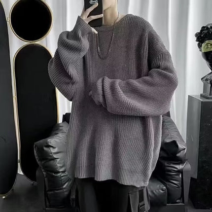 Loose Casual Retro Trendy Sweater Dark Gray