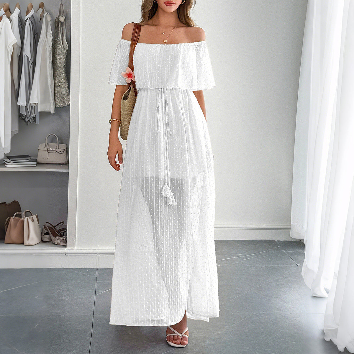 Elegant Tube Top Corset shorts Dress White