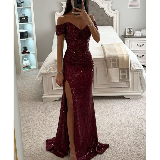 Women's Sequin Tube Top Maxi Dress with Split | 10 Colours