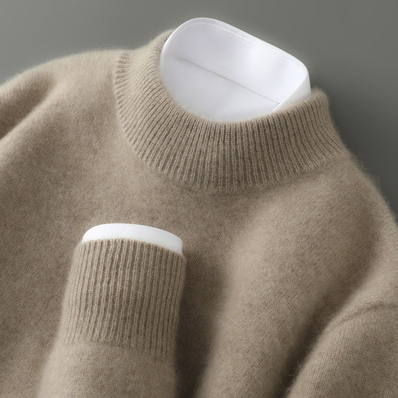 Men's Half-high Collar Thickened Pullover Camel Half Turtleneck