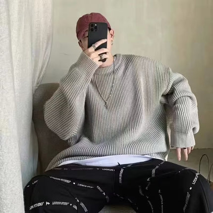 Loose Casual Retro Trendy Sweater Gray