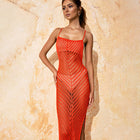 Knitted Hollow Beach Bikini Swimsuit Orange