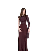 SS Elegant Satin Dress Dark Brown