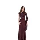 Elegant Single Slim Satin Dress Dark Brown