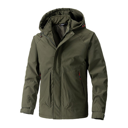 Men's Outdoor Casual Hooded Shell Jacket Army green