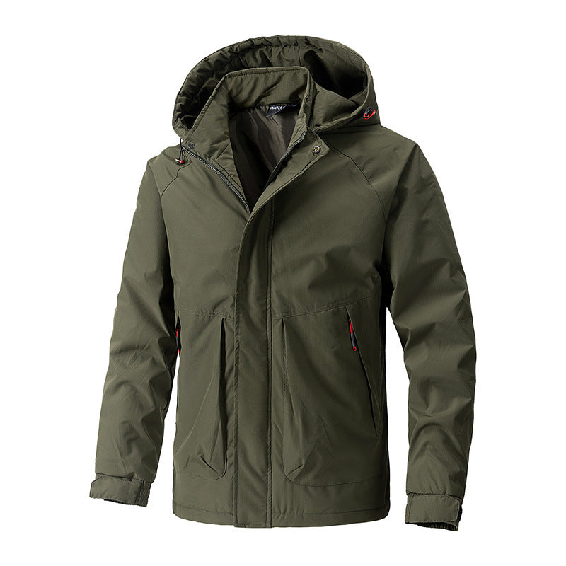 Men's Outdoor Casual Hooded Shell Jacket Army green