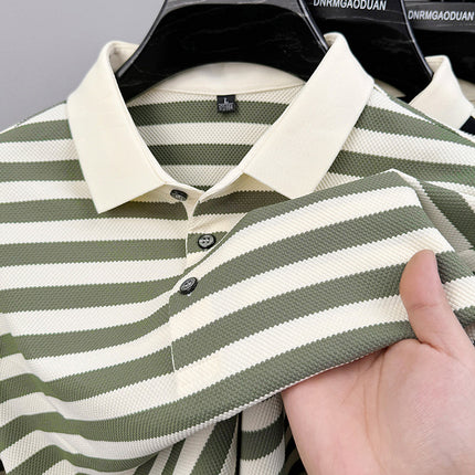 Jacquard Stripes Breathable Polo T-Shirt