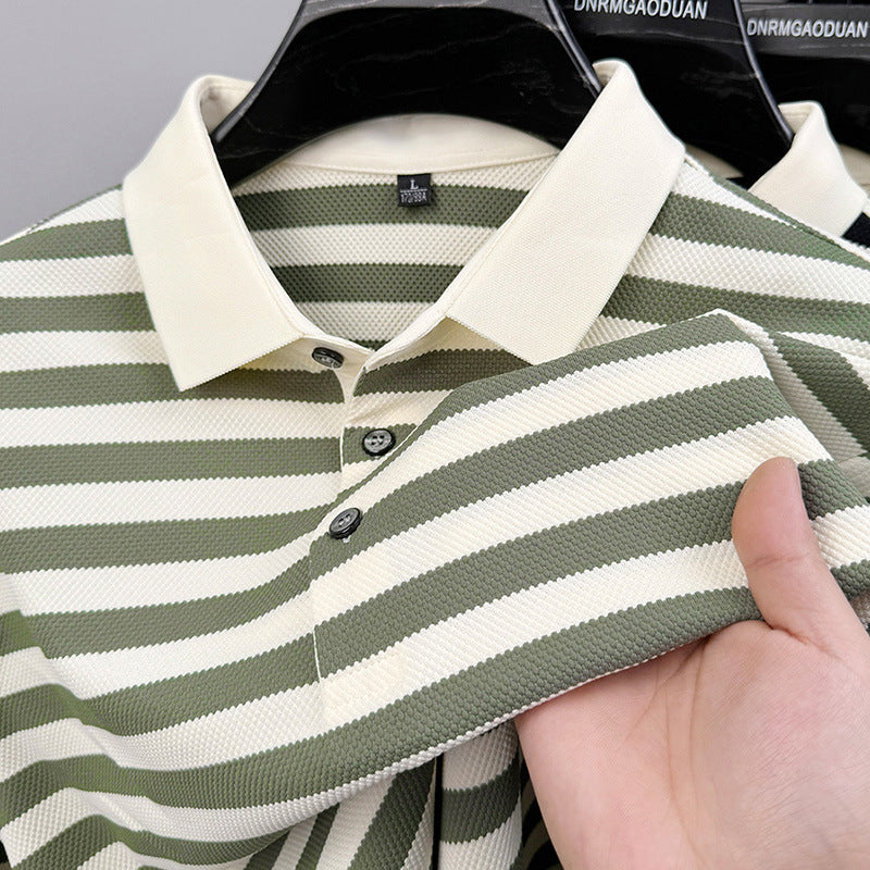 Jacquard Stripes Breathable Polo T-Shirt