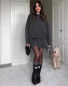 SS Sweater Skirt Sets Dark Gray