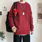 Loose Casual Retro Trendy Sweater Wine red