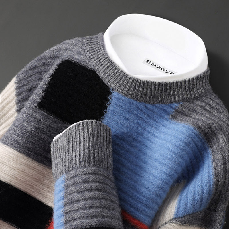 Cashmere Sweater Loose Round Neck Multicolor