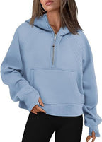 Women’s Zipper Hoodies Sweatshirt Light blue