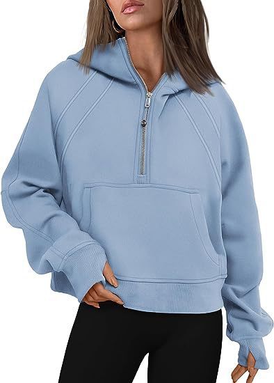Women’s Zipper Hoodies Sweatshirt Light blue