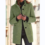 Women’s Winter Casual Button Outwear Coat Peacock green