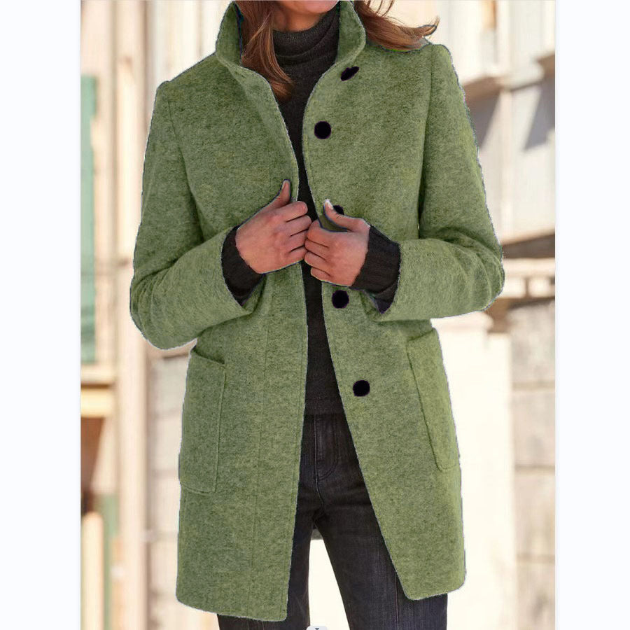 Women’s Winter Casual Button Outwear Coat Peacock green