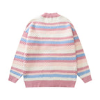 Knitted Striped Crochet Women's Sweater