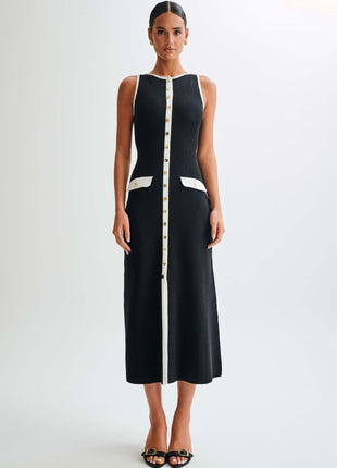 SS Knitted Elegant Dress Black and white