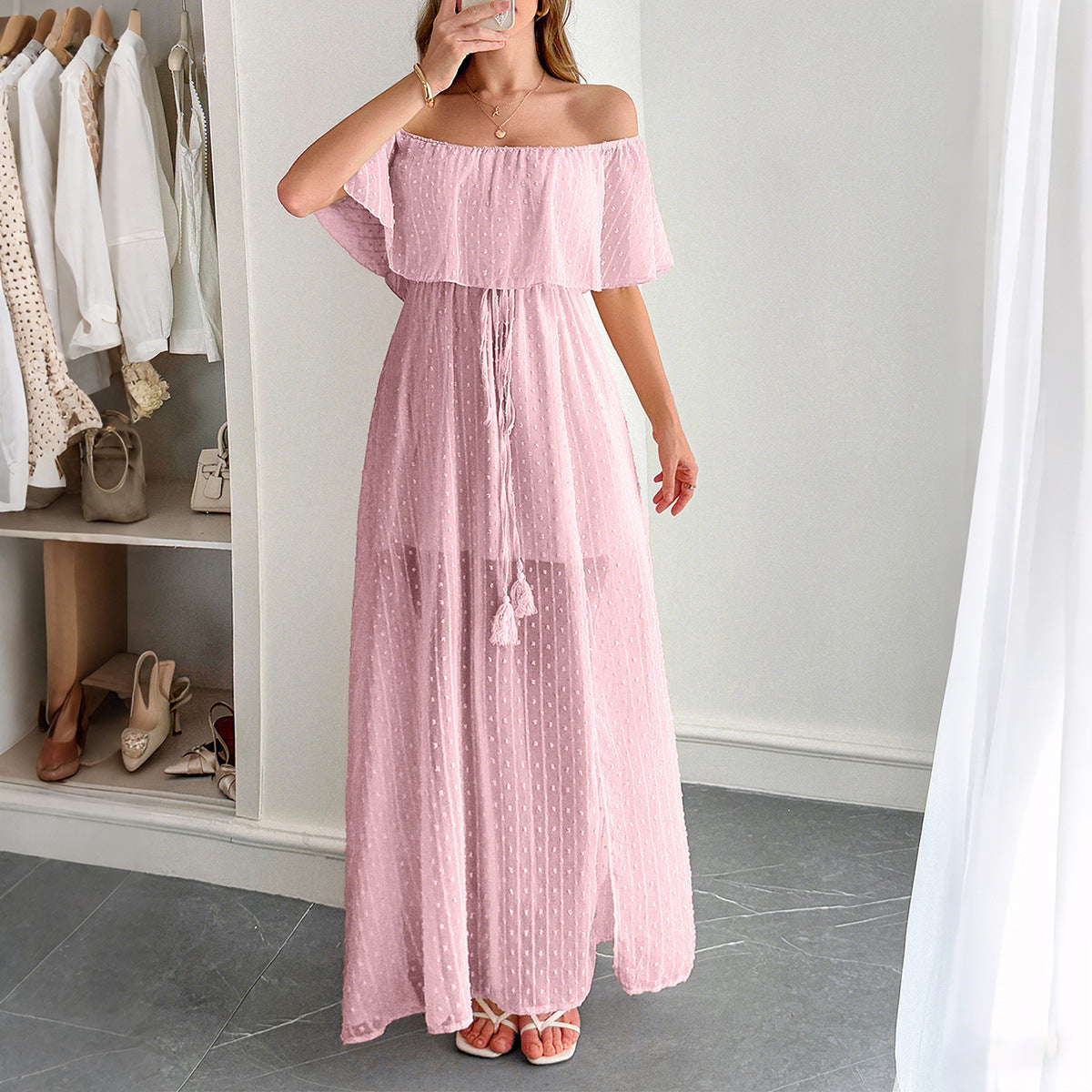 Elegant Tube Top Corset shorts Dress Pink
