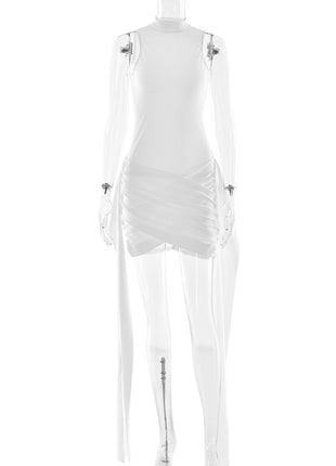 SS Bodycon Dress White with ribbon