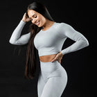 Seamless Yoga Long-sleeved Top Tight Quick Dry Hygroscopic Suit For Women Light Gray