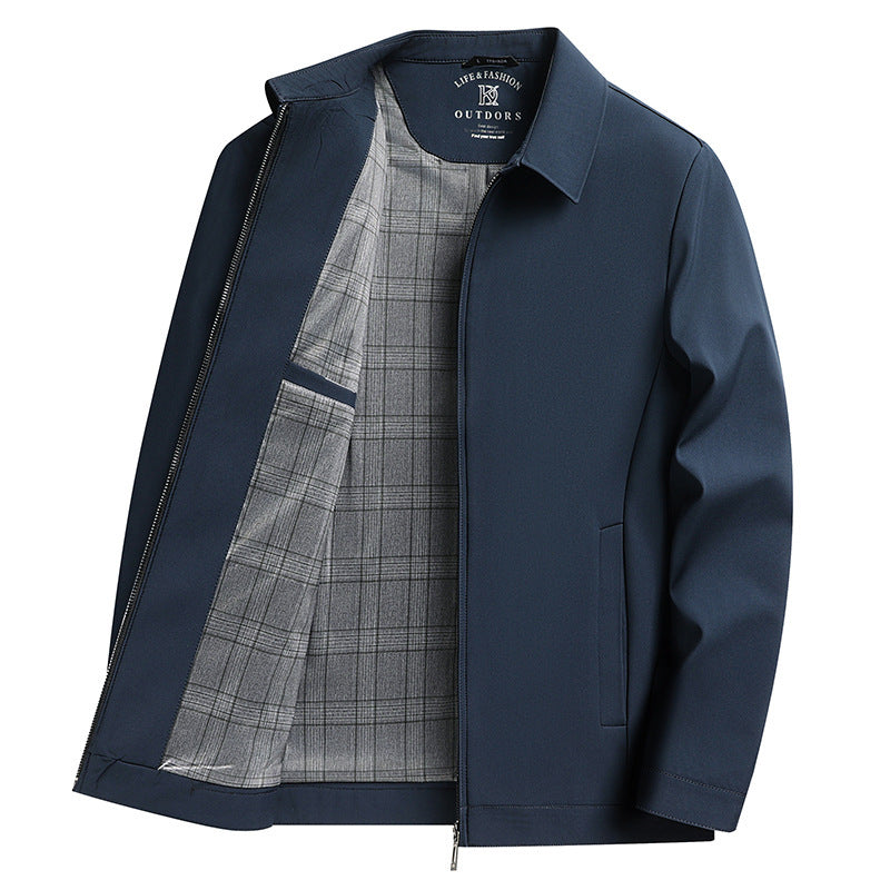 Men's Casual Collar Jacket Navy Blue