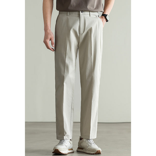 Cotton Blended Elasticated Slacks Men's Trousers Apricot