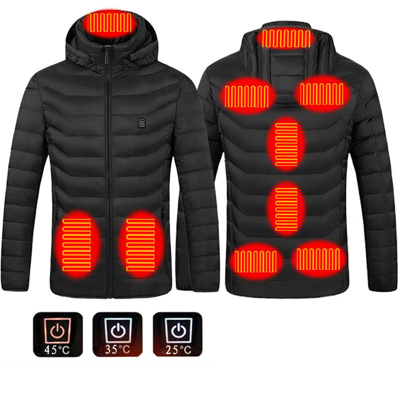 New Heated Thermal Men's Winter Jacket Black Zone9