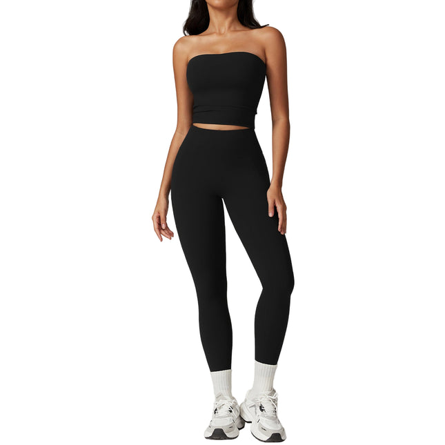 Brushed Back Hip Lifting Sports Suit 8793 Black