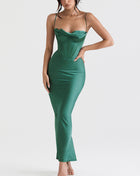 SS Draped Dress Dark Green