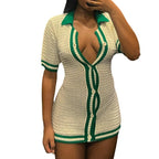 New Polo Collar Contrast Dress