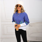 Blue Jacquard Christmas Knitted Sweater