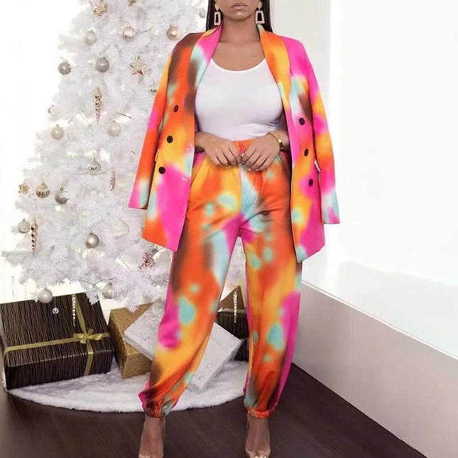 Style Printing Fashion Jacket Suit Orange