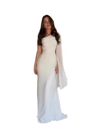 SS Elegant Satin Dress White