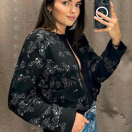 Beads Decoration Thread Knitted Coat